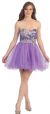 Strapless Floral Sequins Bust Tulle Short Party Prom Dress in Lilac
